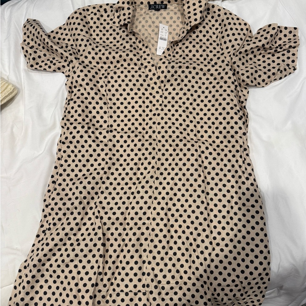 J.Crew Beige and Black Polka Dot Blouse